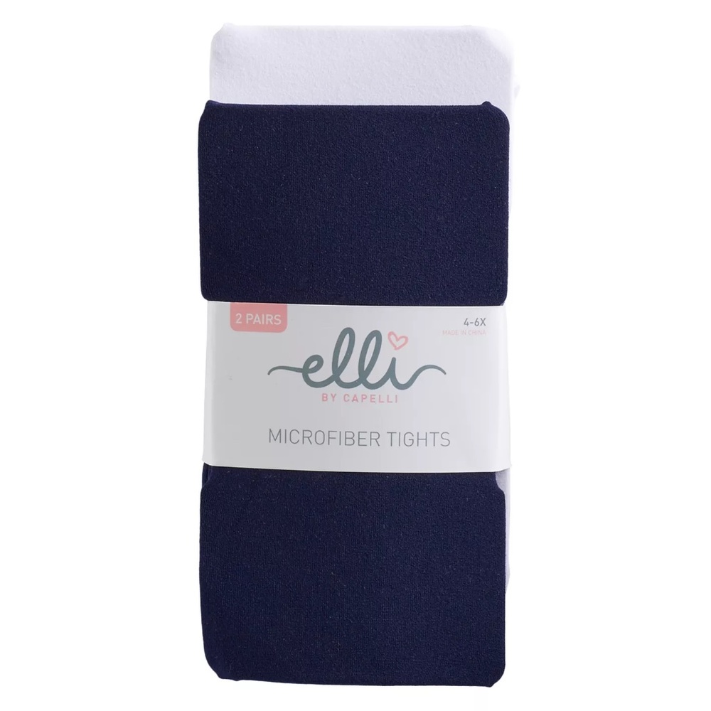 Girls Elli by Capelli 2-pk. Microfiber Fashion Tights, Navy/White, Size 12-14